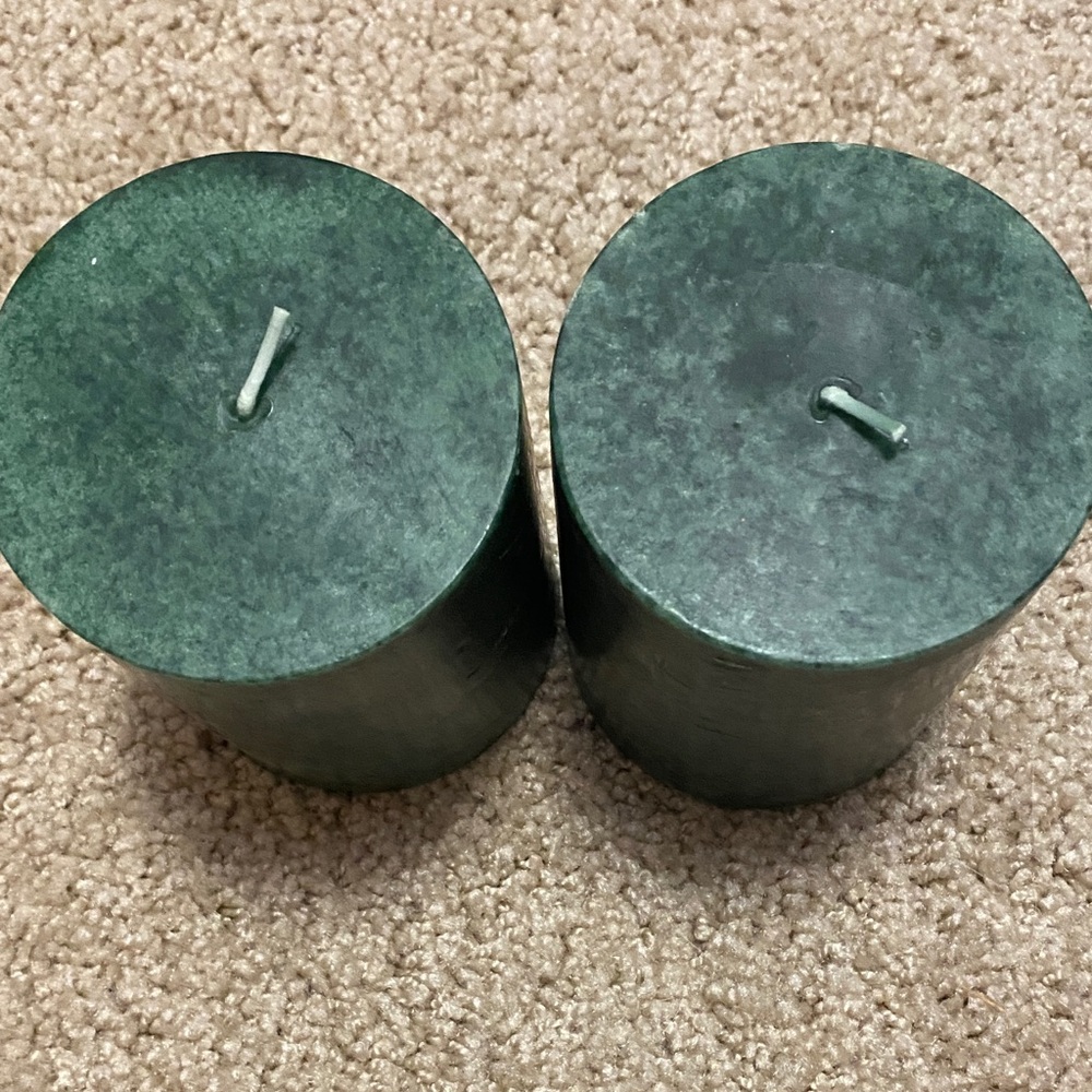 NWOT Green Pillar Candles - Picture 2 of 3